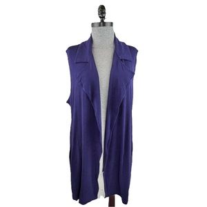 New Chico’s Travelers Long Open Vest 3 XL 16 Purple